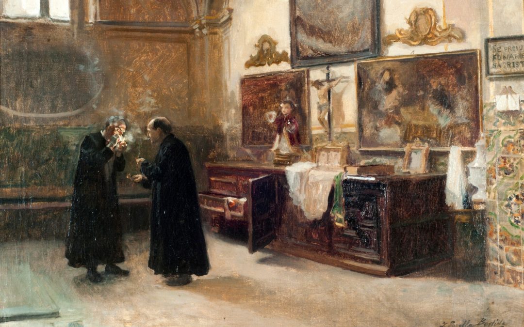 Echando un pitillo en la Sacristía